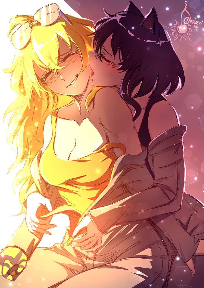 yang xiao long and blake belladonna (rwby) drawn by cherry_in_the_sun