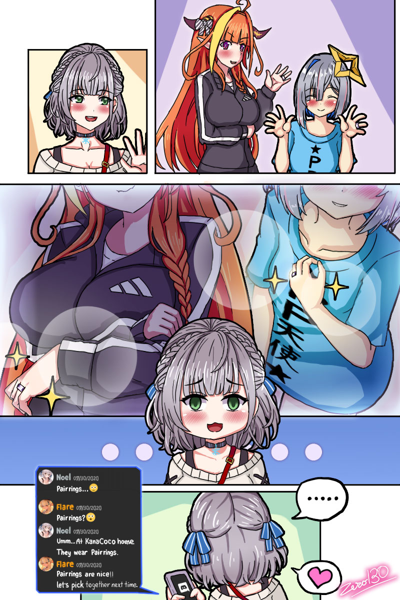 amane kanata, shirogane noel, and kiryu coco (hololive and 1 more) drawn by zero130