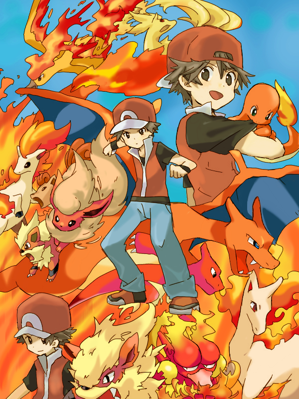 red, charizard, charmander, flareon, vulpix, and 7 more (pokemon and 1 more) drawn by bukiko