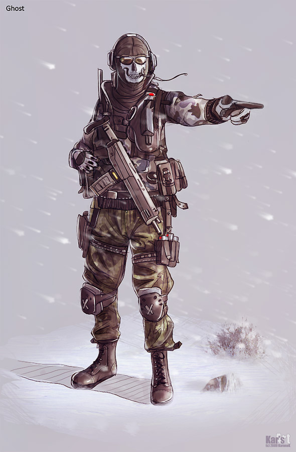 ghost (call of duty and 1 more) drawn by karanak