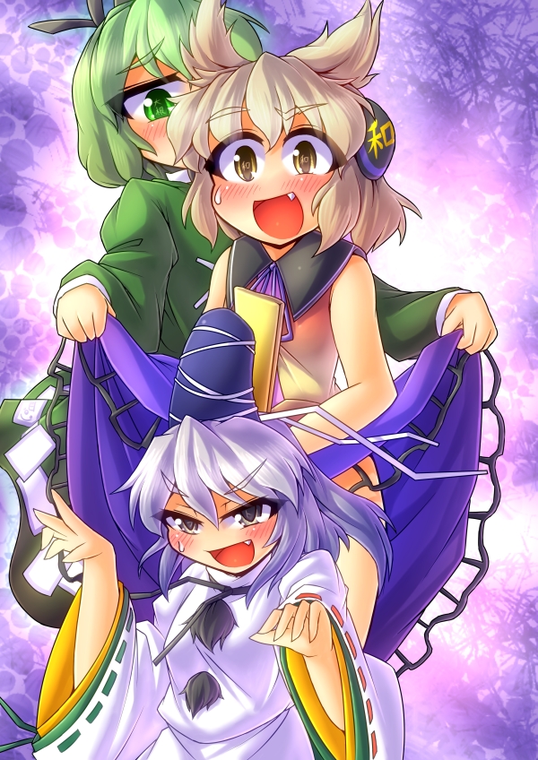 toyosatomimi no miko, mononobe no futo, and soga no tojiko (touhou) drawn by fun_bo