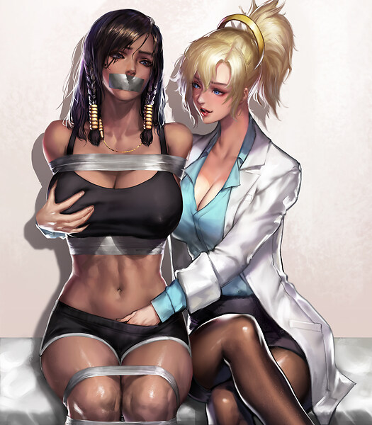 mercy and pharah (overwatch and 1 more) drawn by kidmo