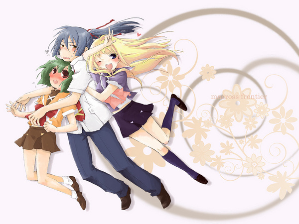 sheryl nome, ranka lee, and saotome alto (macross and 1 more) drawn by sawaaa