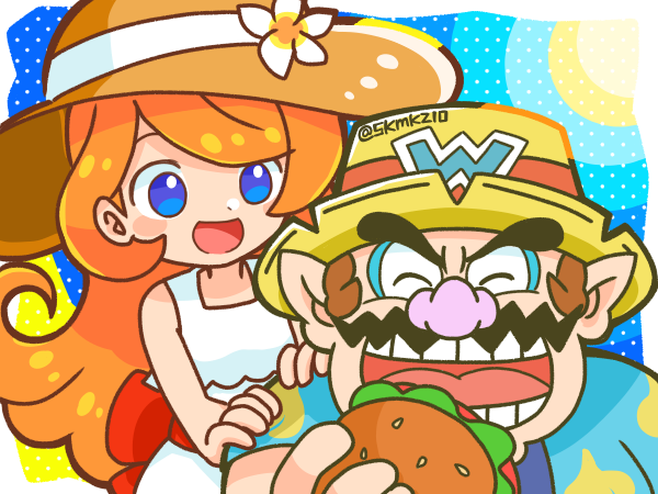 wario and mona (warioware and 1 more) drawn by skmkz10