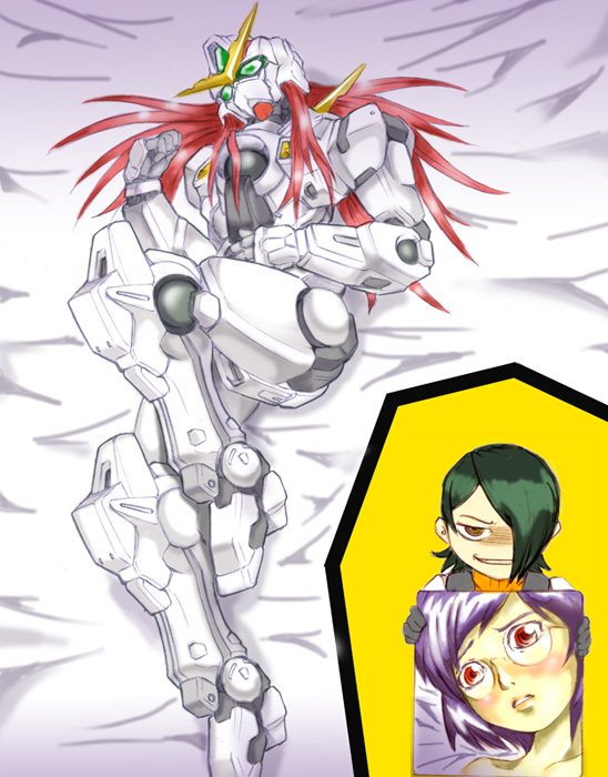 tieria erde, hallelujah haptism, and gundam nadleeh (gundam and 1 more) drawn by kamizono_(spookyhouse)
