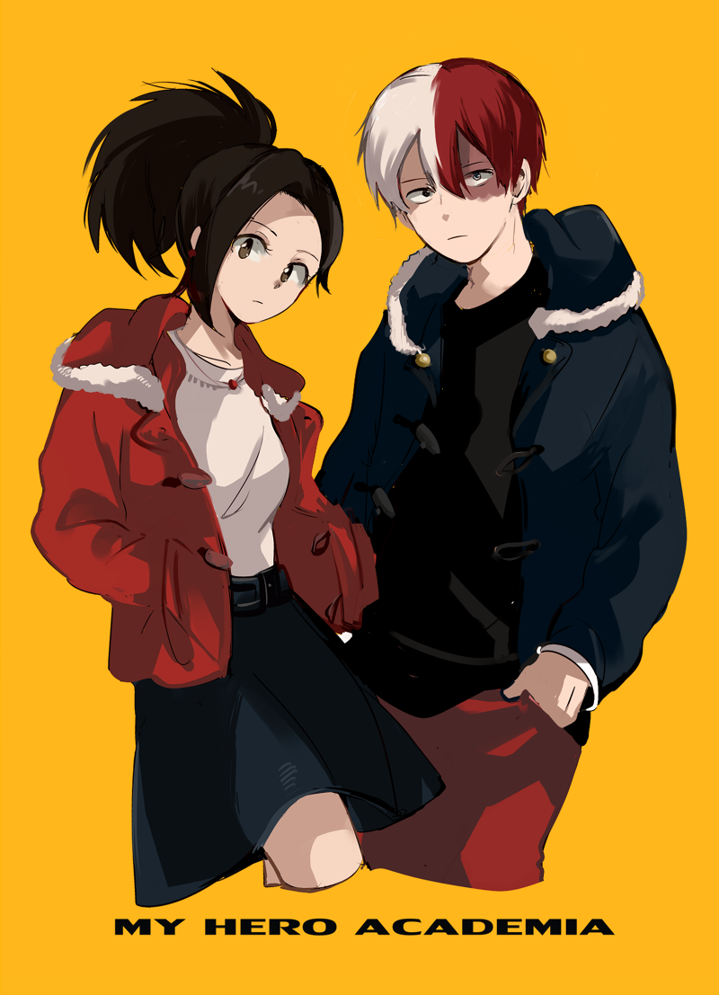 todoroki shoto and yaoyorozu momo (boku no hero academia) drawn by shina_000