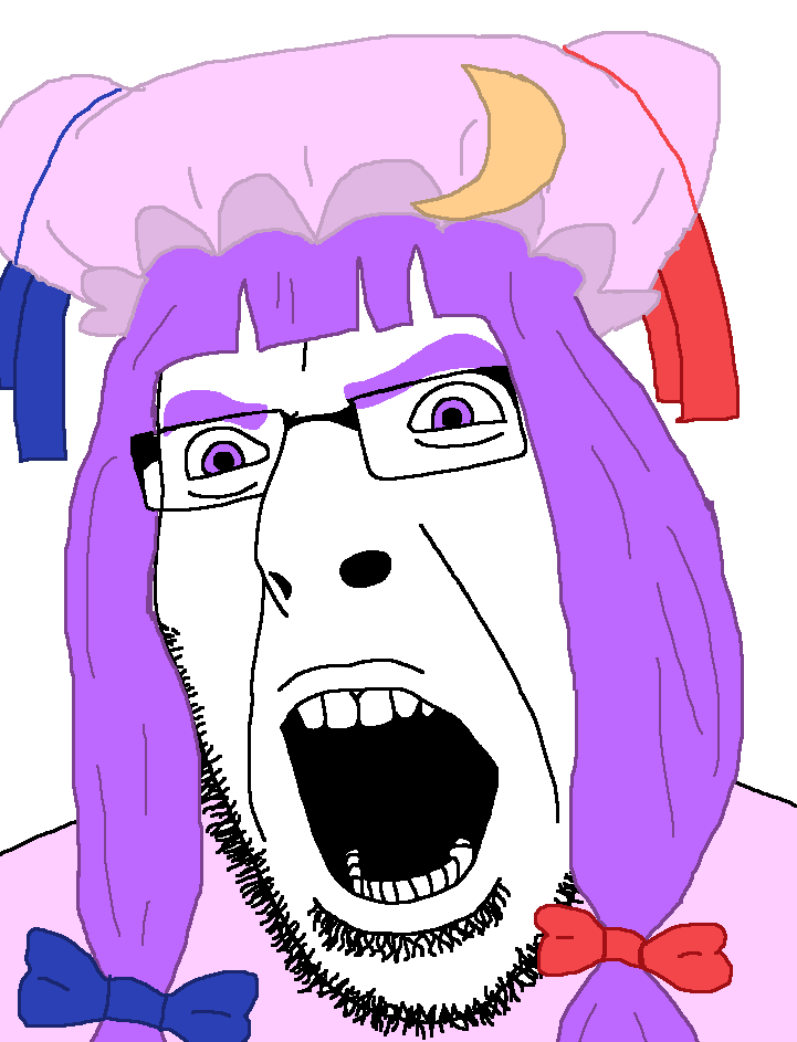 patchouli knowledge and wojak (touhou and 1 more) drawn by drawfag