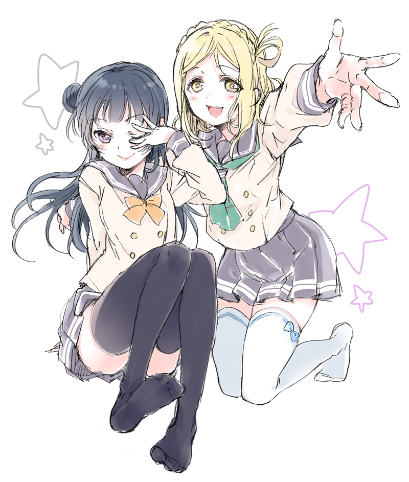 tsushima yoshiko and ohara mari (love live! and 1 more) drawn by nakayama_miyuki
