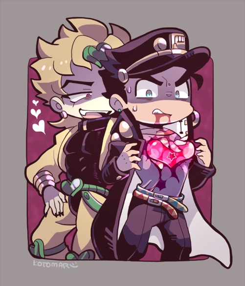 kujo jotaro and dio brando (jojo no kimyou na bouken and 1 more) drawn by kotorai