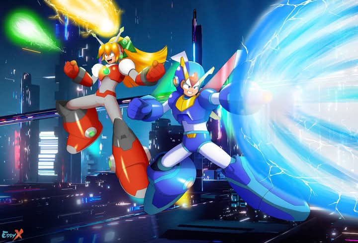roll, mega man, hyper roll, and hyper mega man (mega man and 1 more) drawn by eddy_x
