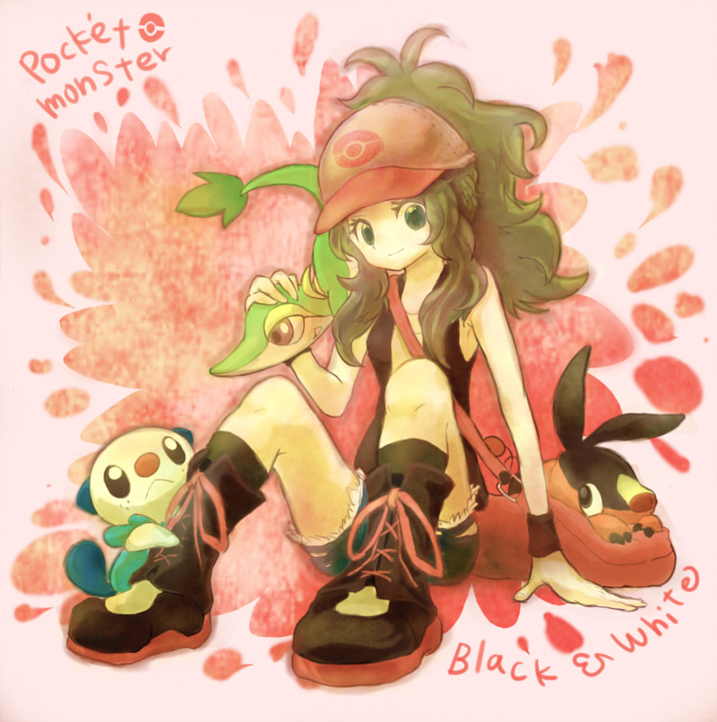hilda, oshawott, snivy, and tepig (pokemon and 1 more) drawn by yoshiya_(lostbeat)
