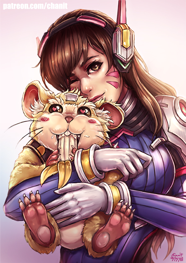 d.va and hammond (overwatch and 1 more) drawn by kachima