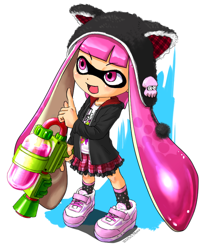 inkling player character, inkling girl, and blooper (splatoon and 2 more) drawn by tanukino