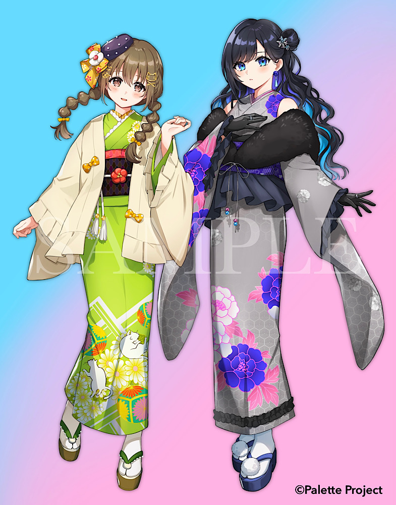 nanami rona and fujimiya kotoha (palette project) drawn by shinishi_chiho