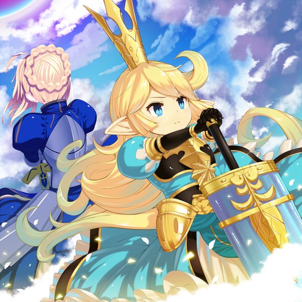 artoria pendragon, saber, and charlotta (fate and 3 more) drawn by o_(rakkasei)
