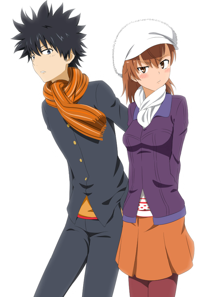 misaka mikoto and kamijou touma (toaru majutsu no index and 1 more) drawn by jack-barro
