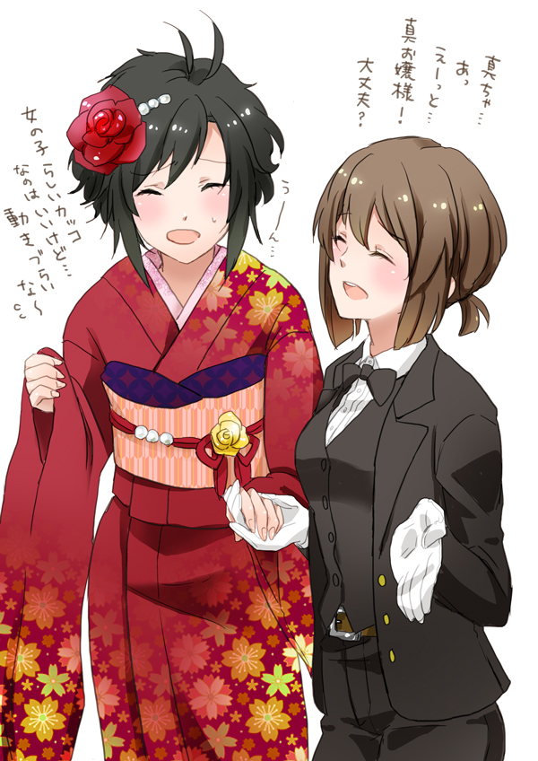 kikuchi makoto and hagiwara yukiho (idolmaster) drawn by panda_(momoshima)