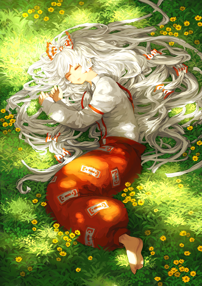 fujiwara no mokou (touhou) drawn by bonnou-s-rice
