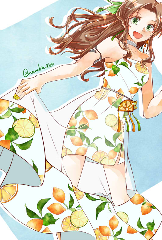 aerith gainsborough (final fantasy and 2 more) drawn by nanoka_rio