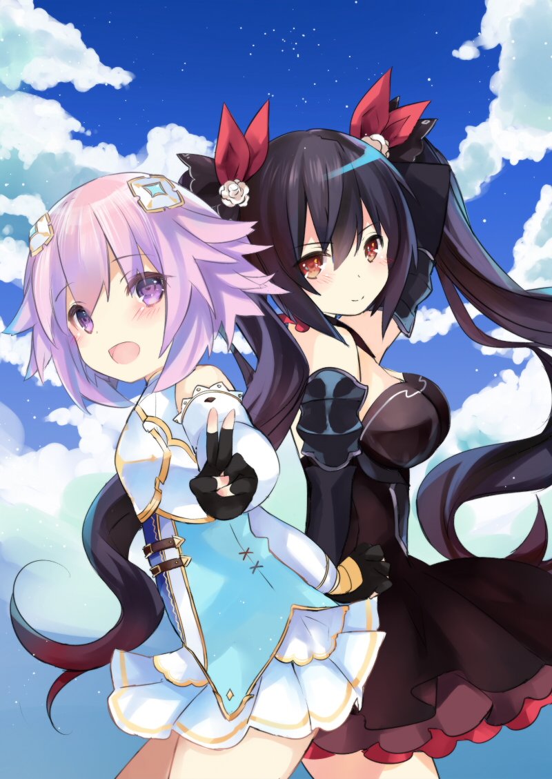 neptune and noire (neptune and 1 more) drawn by mikan_no_shiru