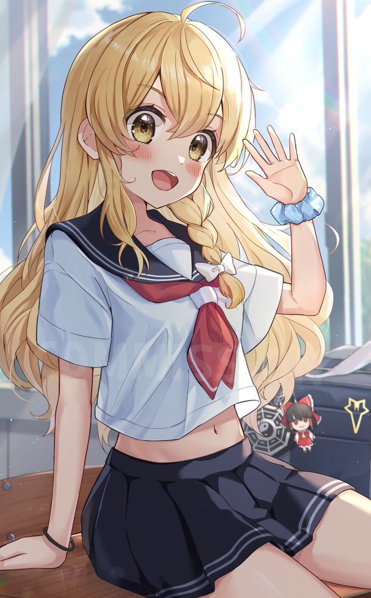 hakurei reimu and kirisame marisa (touhou) drawn by wheat_retzel