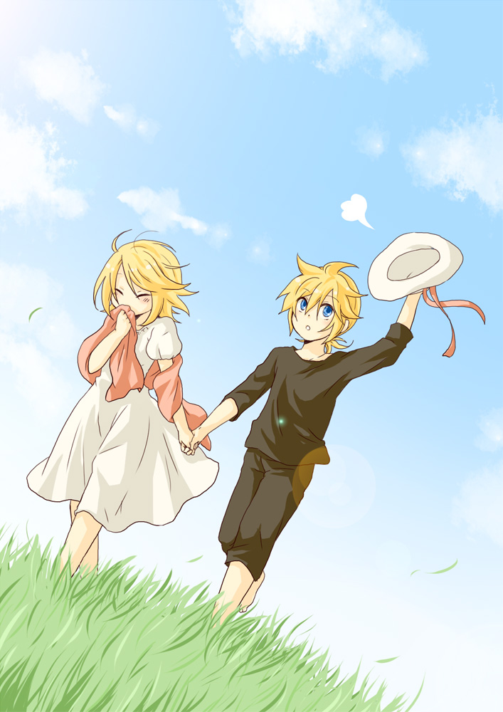 kagamine rin and kagamine len (vocaloid and 1 more) drawn by suzumi_(fallxalice)
