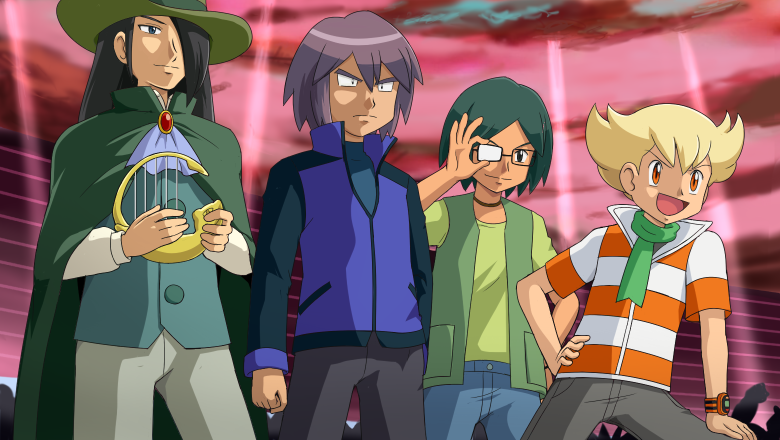 barry, paul, nando, and conway (pokemon and 1 more) drawn by pokemoa