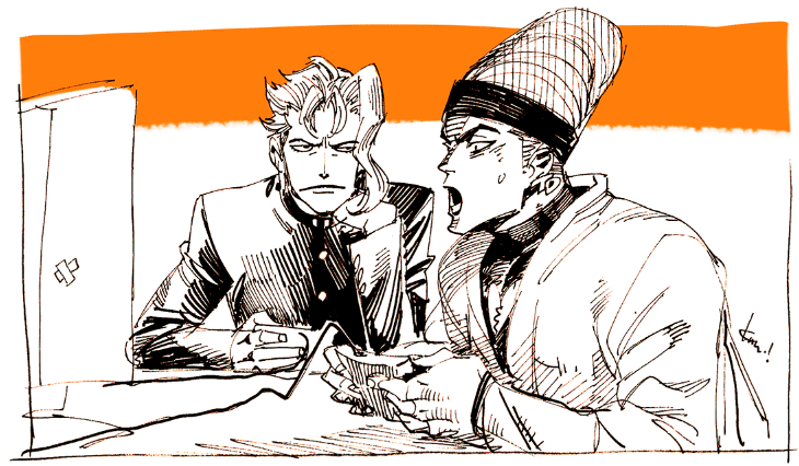kakyoin noriaki and terence t. d'arby (jojo no kimyou na bouken and 1 more) drawn by kotteri
