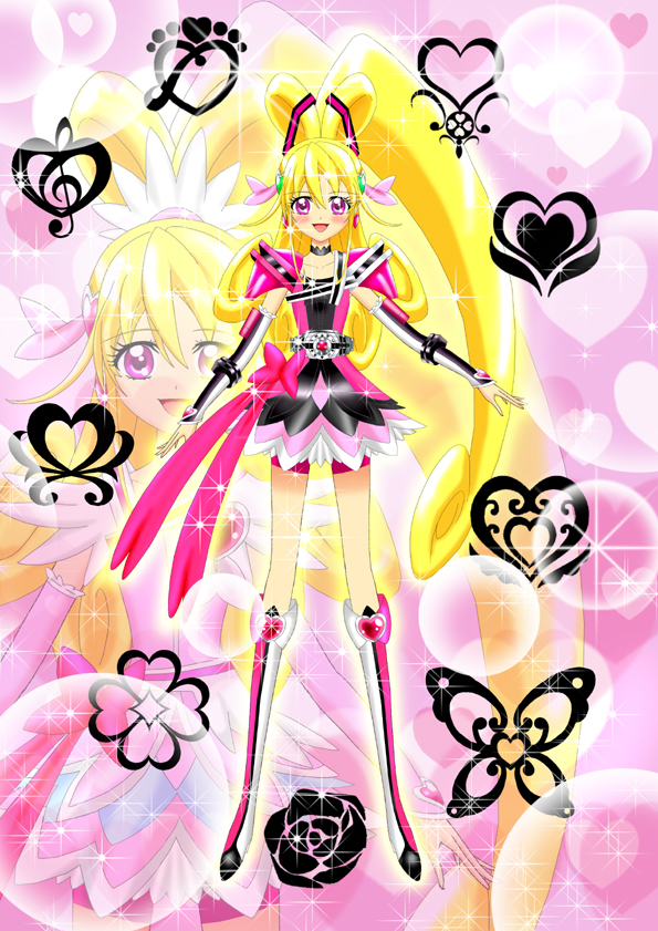 aida mana and cure heart (precure and 4 more) drawn by luna_rune