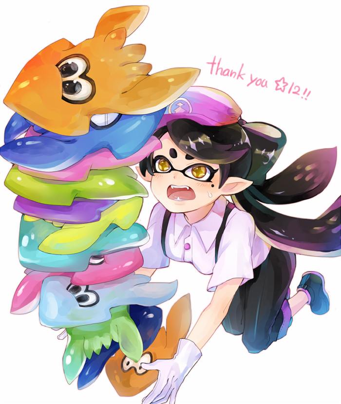 inkling player character and callie (splatoon and 1 more) drawn by konomoto_(knmtzzz)