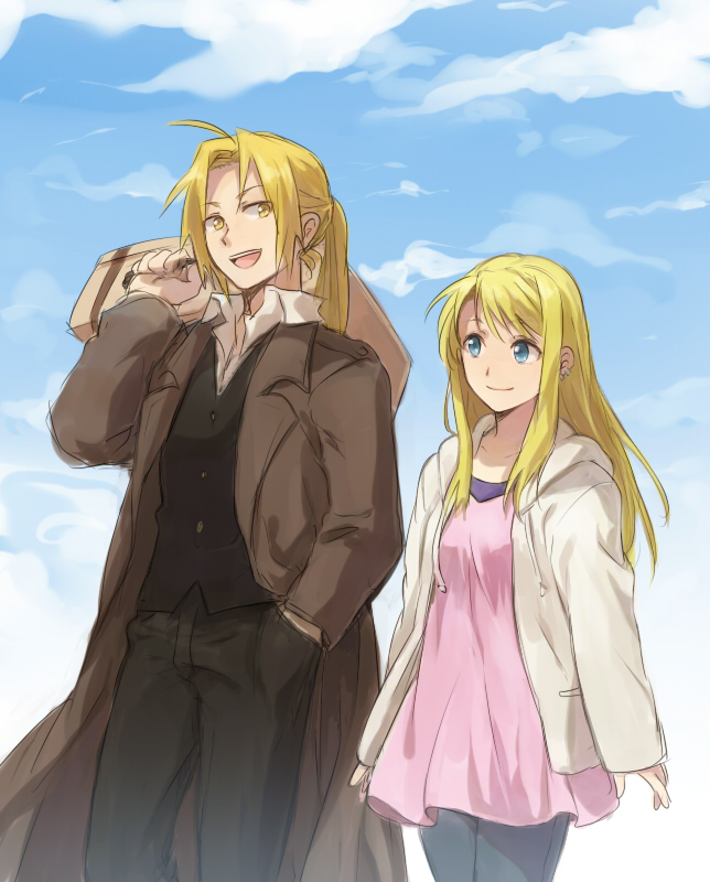 edward elric and winry rockbell (fullmetal alchemist) drawn by riru