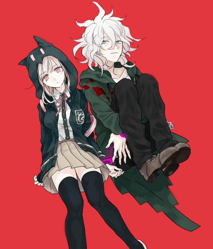 nanami chiaki and komaeda nagito (danganronpa and 1 more) drawn by urahara