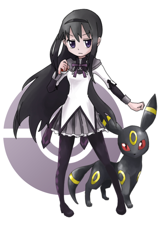 akemi homura and umbreon (pokemon and 1 more) drawn by yukasuke