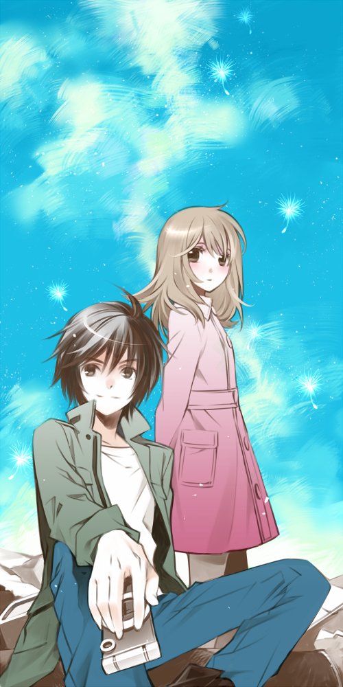 morimi saki and takizawa akira (higashi no eden) drawn by raven_(ambrosia)
