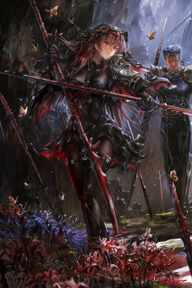 scathach and cu chulainn (fate and 2 more) drawn by stu_dts