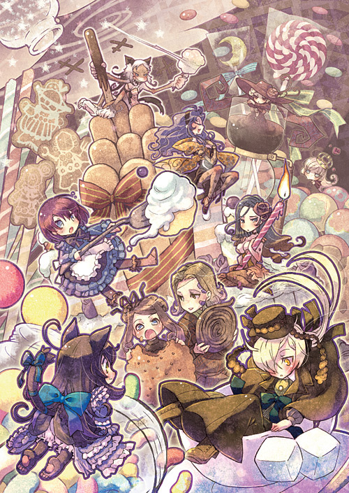 lily, rose witch, elysia wentworth, mao, milia storck, and 5 more (steampunk and 1 more) drawn by kazami_miki