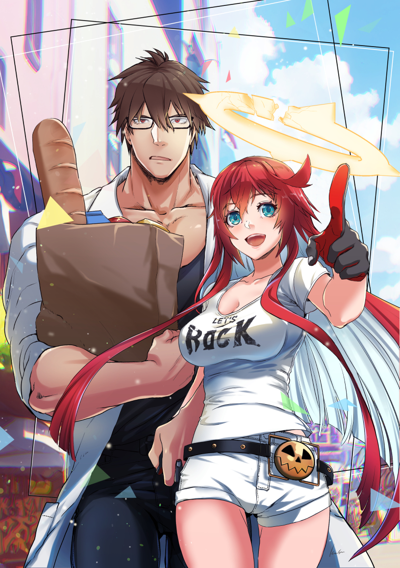 jack-o' valentine and sol badguy (guilty gear and 2 more) drawn by kusu_(moo1225)