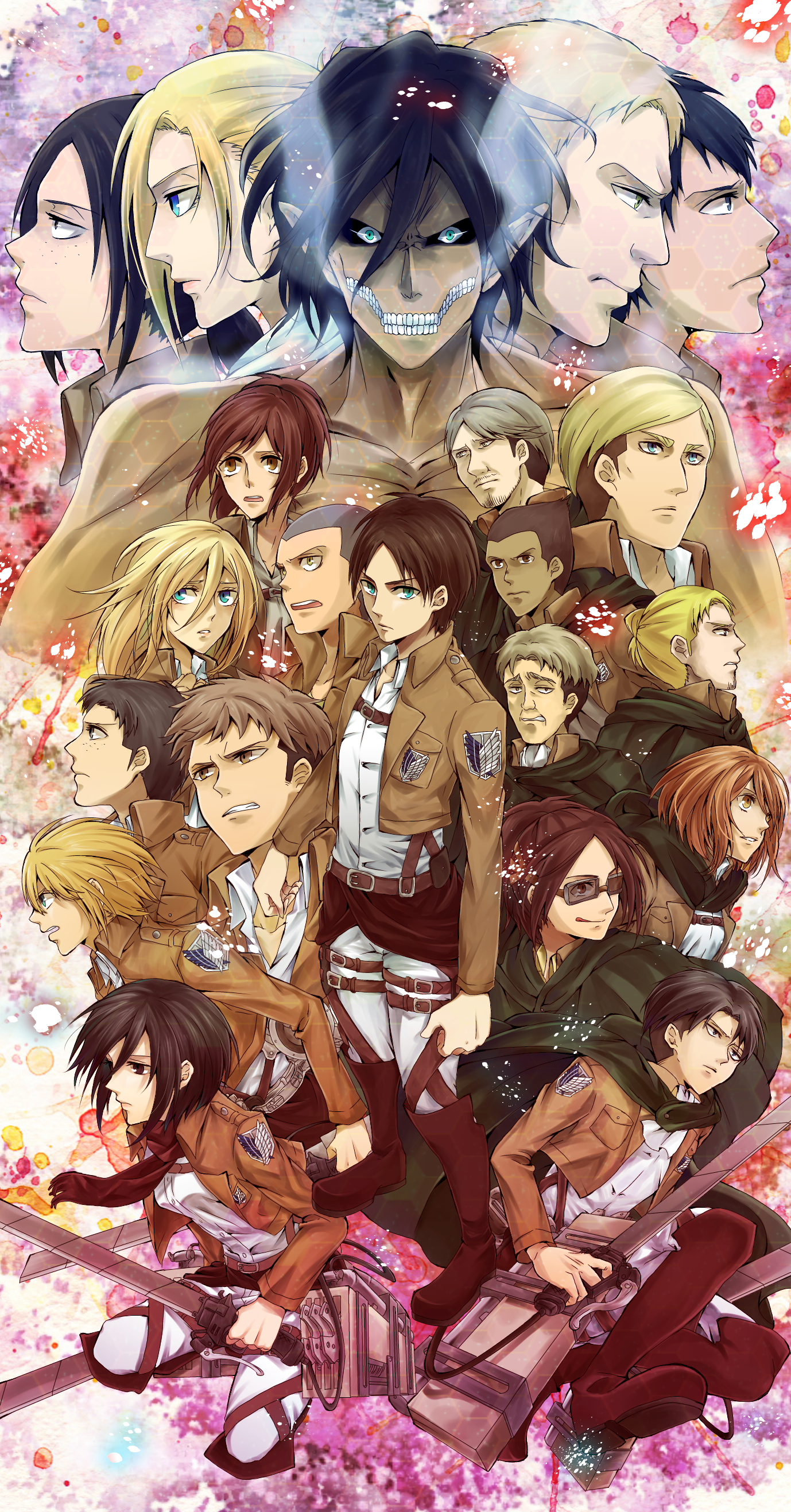 mikasa ackerman, christa renz, eren yeager, ymir, levi