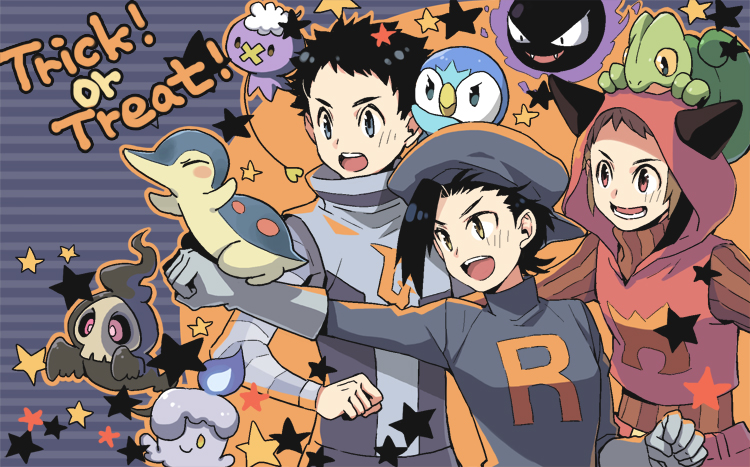 ethan, piplup, brendan, cyndaquil, lucas, and 4 more (pokemon and 3 more) drawn by xichii