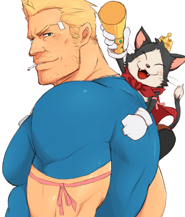 cait sith and cid highwind (final fantasy and 1 more) drawn by magnum_feering