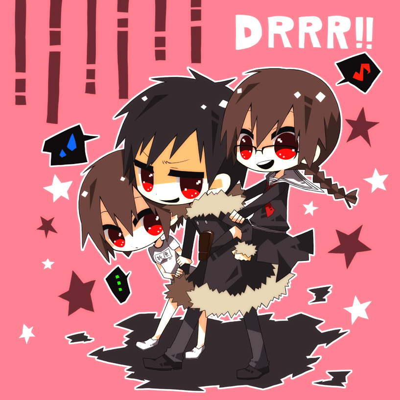 orihara izaya, orihara mairu, and orihara kururi (durarara!!) drawn by eriko_(chika)