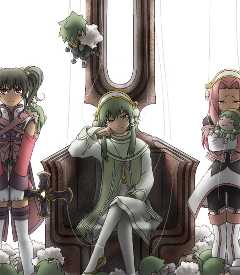 anise tatlin, mieu, ion, arietta, and sync (tales of and 1 more) drawn by tempyou_kango