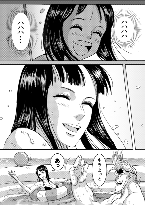 nico robin and franky (one piece) drawn by nika_(nikasa_an)