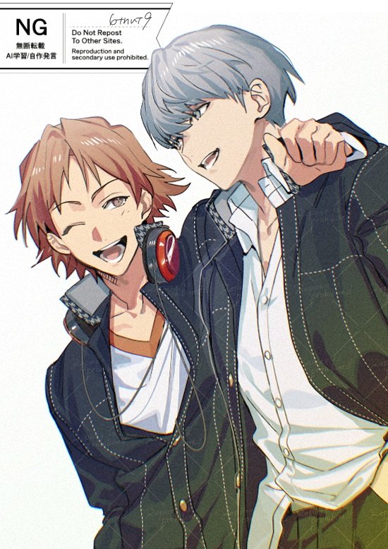 narukami yu and hanamura yousuke (persona and 1 more) drawn by 6tnut9