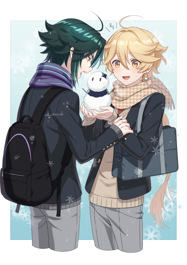 aether and xiao (genshin impact) drawn by ar_(rikuesuto)