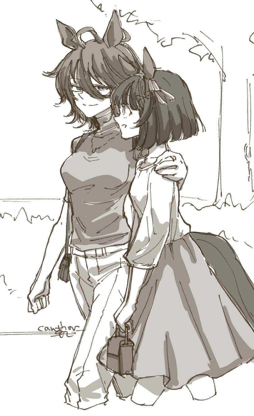 agnes tachyon and nishino flower (umamusume) drawn by root_12047841