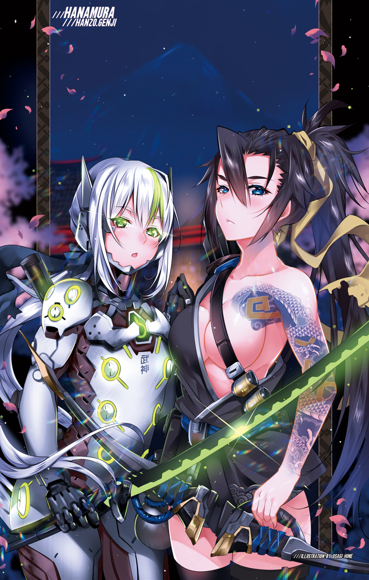 genji and hanzo (overwatch and 1 more) drawn by usagihime