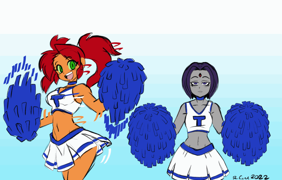 raven and starfire (dc comics and 1 more) drawn by robert_j_case
