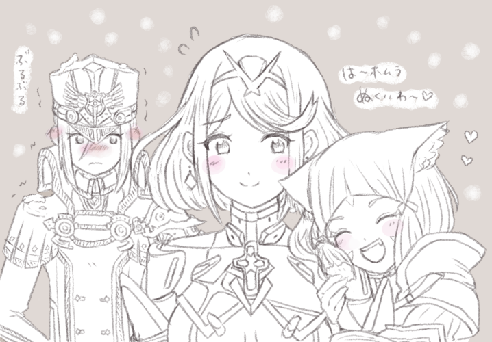 pyra, nia, and morag ladair (xenoblade chronicles and 1 more) drawn by asozan_(cocomil)