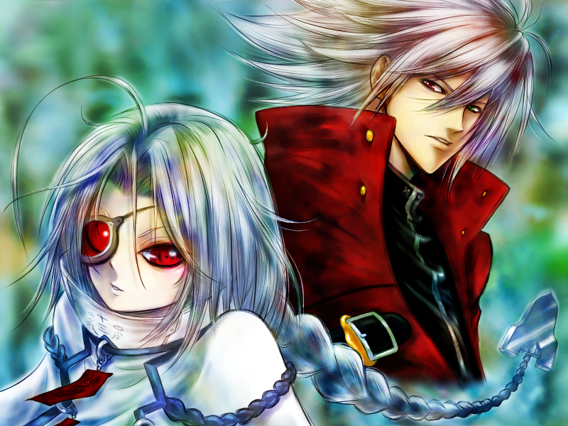 ragna the bloodedge and nu-13 (blazblue) drawn by piyo_(3045420)